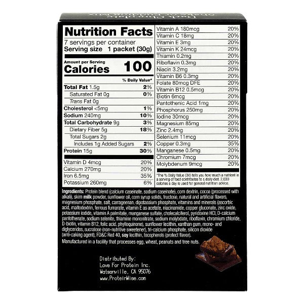 ProteinWise - Dark Chocolate Meal Replacement Shake or Pudding Mix - 7/Box