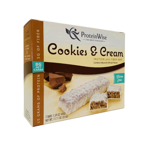 ProteinWise - Divine Cookies & Cream High Protein Fiber Bars - 7/Box