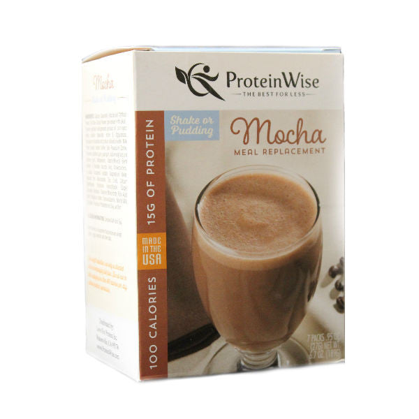 Meal Replacements - ProteinWise - Mocha Meal Replacement Shake/Pudding-100 Calorie - 7/Box - ProteinWise