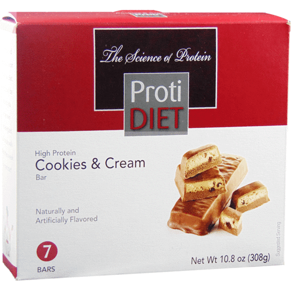 Protein Bars - ProtiDiet - Cookies & Cream Bar - 7/Box - ProteinWise